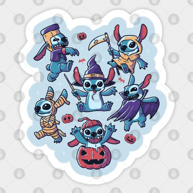 Halloween Experiments Cute Spooky Aliens - Light Sticker by eduely